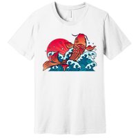 Japanese Koi Fish Breaching The Water Sunset Premium T-Shirt