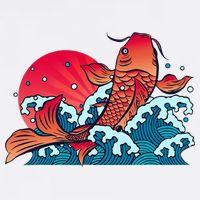Japanese Koi Fish Breaching The Water Sunset Baby Bodysuit