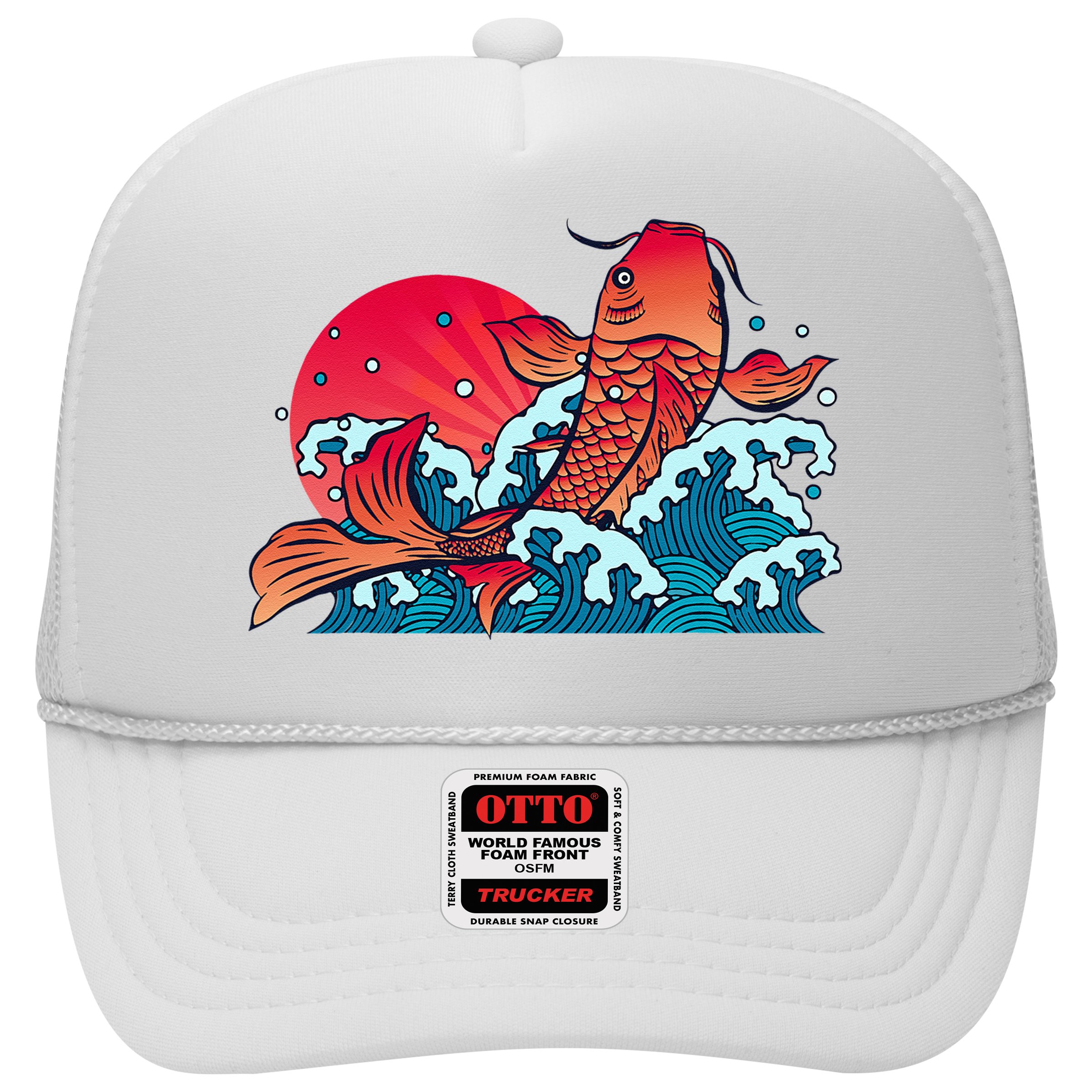 Japanese Koi Fish Breaching The Water Sunset Hat