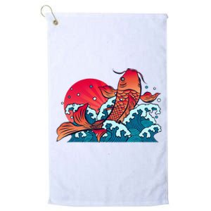 Japanese Koi Fish Breaching The Water Sunset Platinum Collection Golf Towel