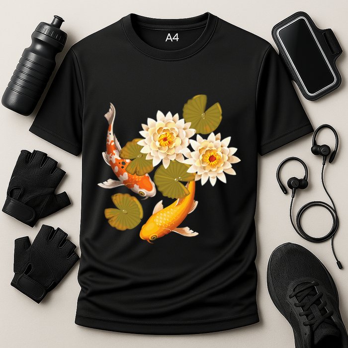 Japanese Koi Fish Japan Butterfly Carp Nishikigoi Fish Pond Cooling Performance Crew T-Shirt