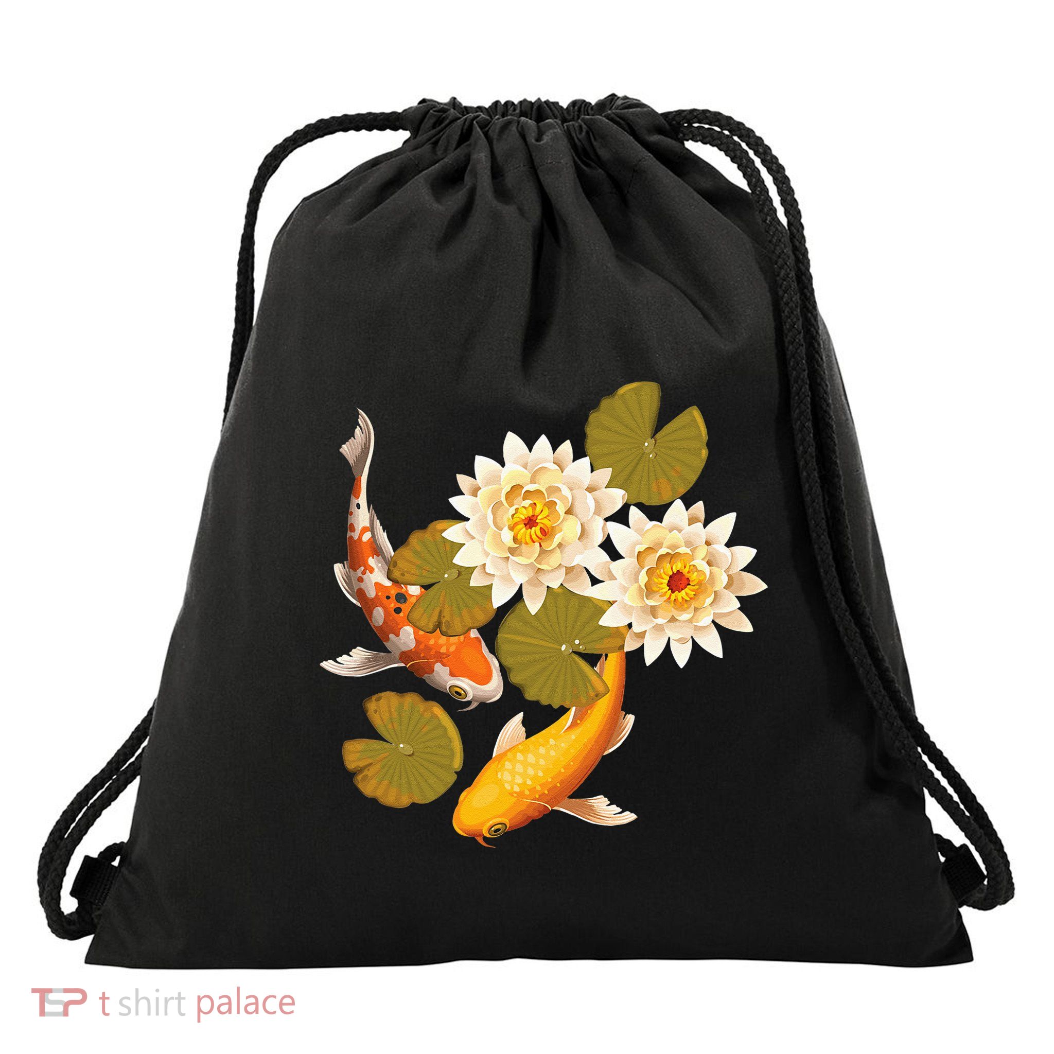 Japanese Koi Fish Japan Butterfly Carp Nishikigoi Fish Pond Drawstring Bag