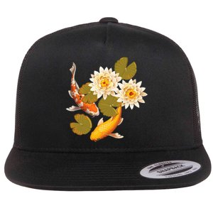 Japanese Koi Fish Japan Butterfly Carp Nishikigoi Fish Pond Flat Bill Trucker Hat