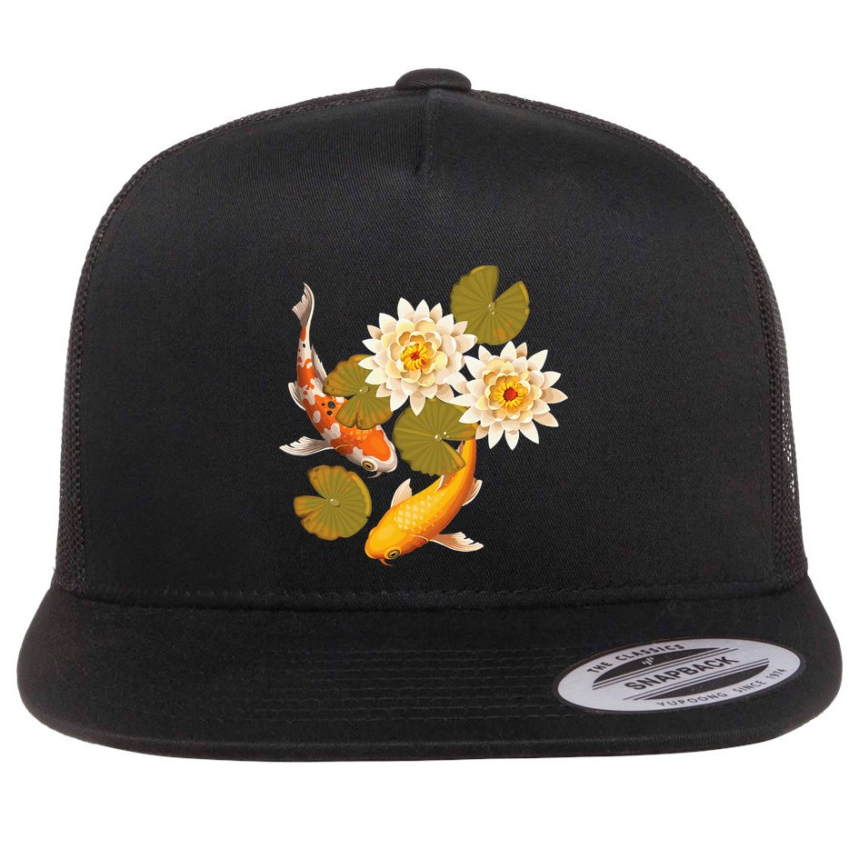 Japanese Koi Fish Japan Butterfly Carp Nishikigoi Fish Pond Flat Bill Trucker Hat