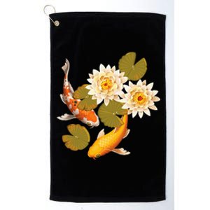 Japanese Koi Fish Japan Butterfly Carp Nishikigoi Fish Pond Platinum Collection Golf Towel