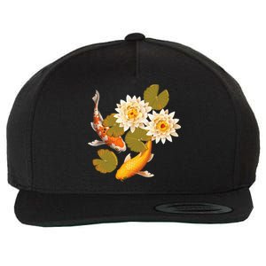 Japanese Koi Fish Japan Butterfly Carp Nishikigoi Fish Pond Wool Snapback Cap