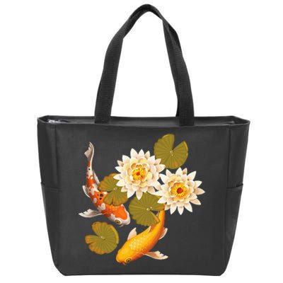 Japanese Koi Fish Japan Butterfly Carp Nishikigoi Fish Pond Zip Tote Bag