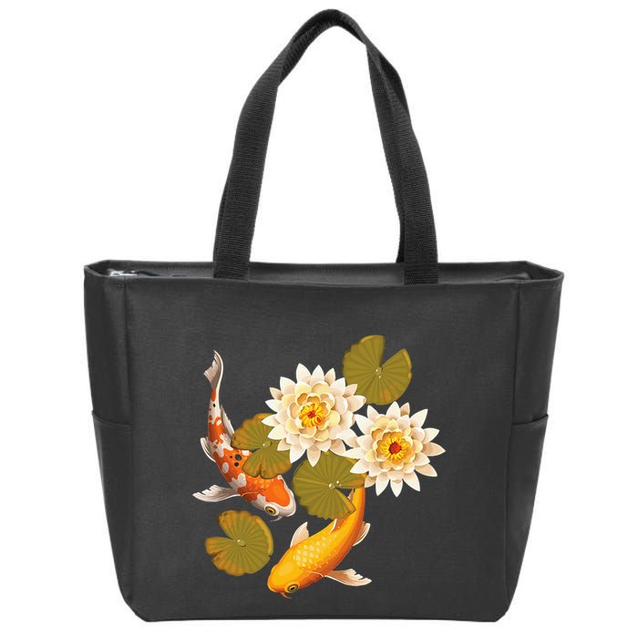 Japanese Koi Fish Japan Butterfly Carp Nishikigoi Fish Pond Zip Tote Bag