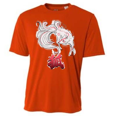 Japanese Kitsune Fox Brush Art Cooling Performance Crew T-Shirt