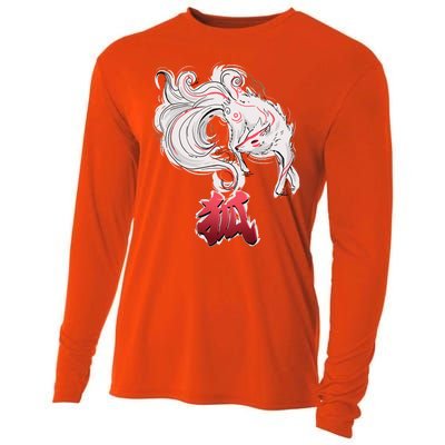 Japanese Kitsune Fox Brush Art Cooling Performance Long Sleeve Crew