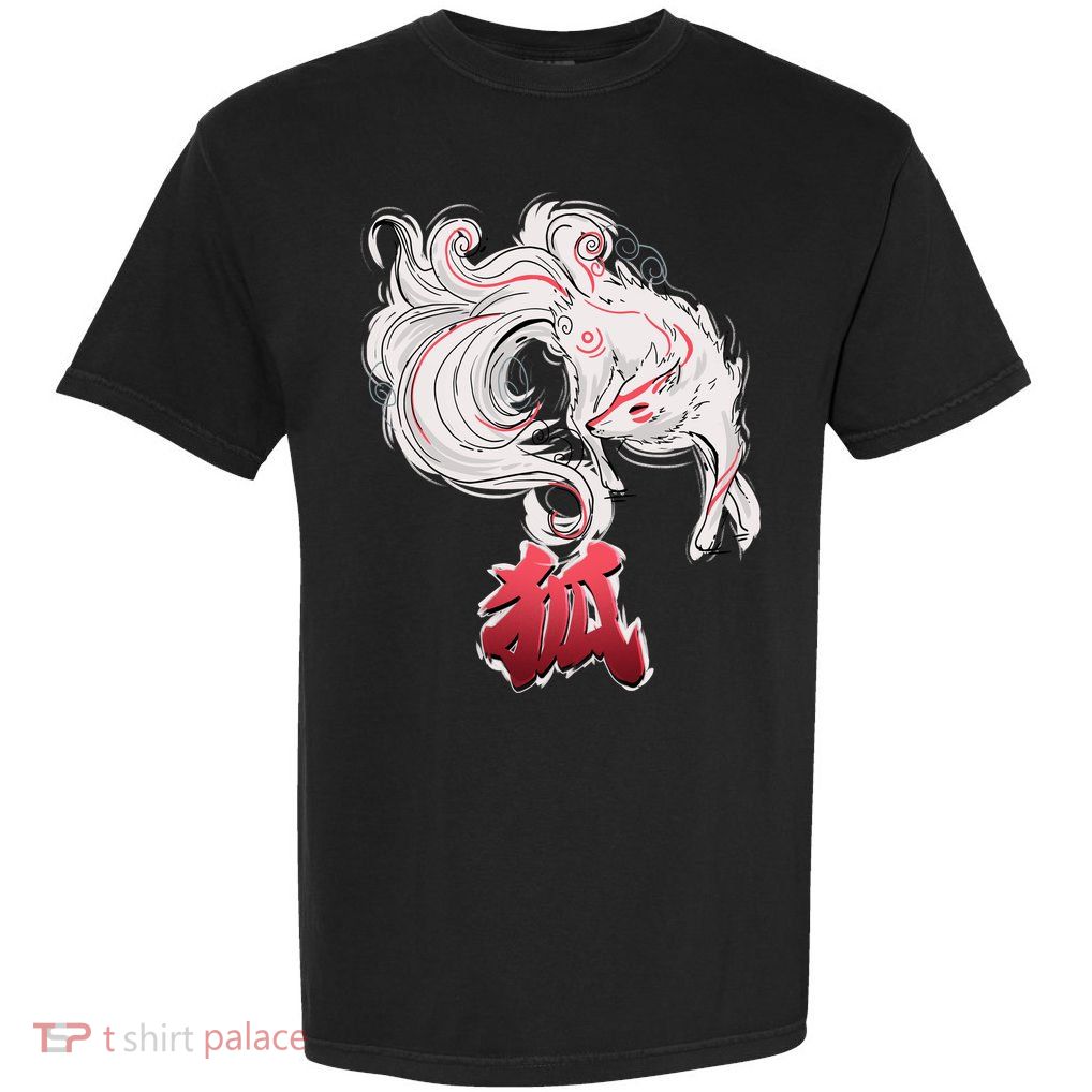 Japanese Kitsune Fox Brush Art Garment-Dyed Heavyweight T-Shirt
