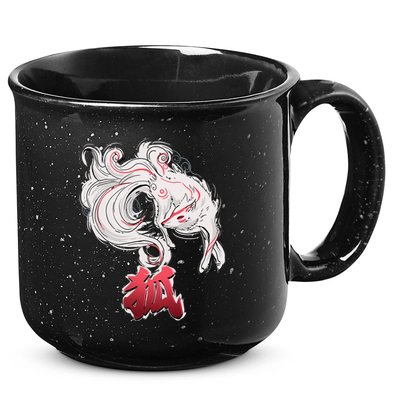 Japanese Kitsune Fox Brush Art 15oz Campfire Ceramic Mug