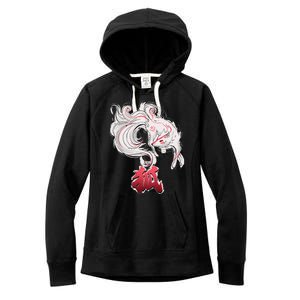 Japanese Kitsune Fox Brush Art Women's Fleece Hoodie