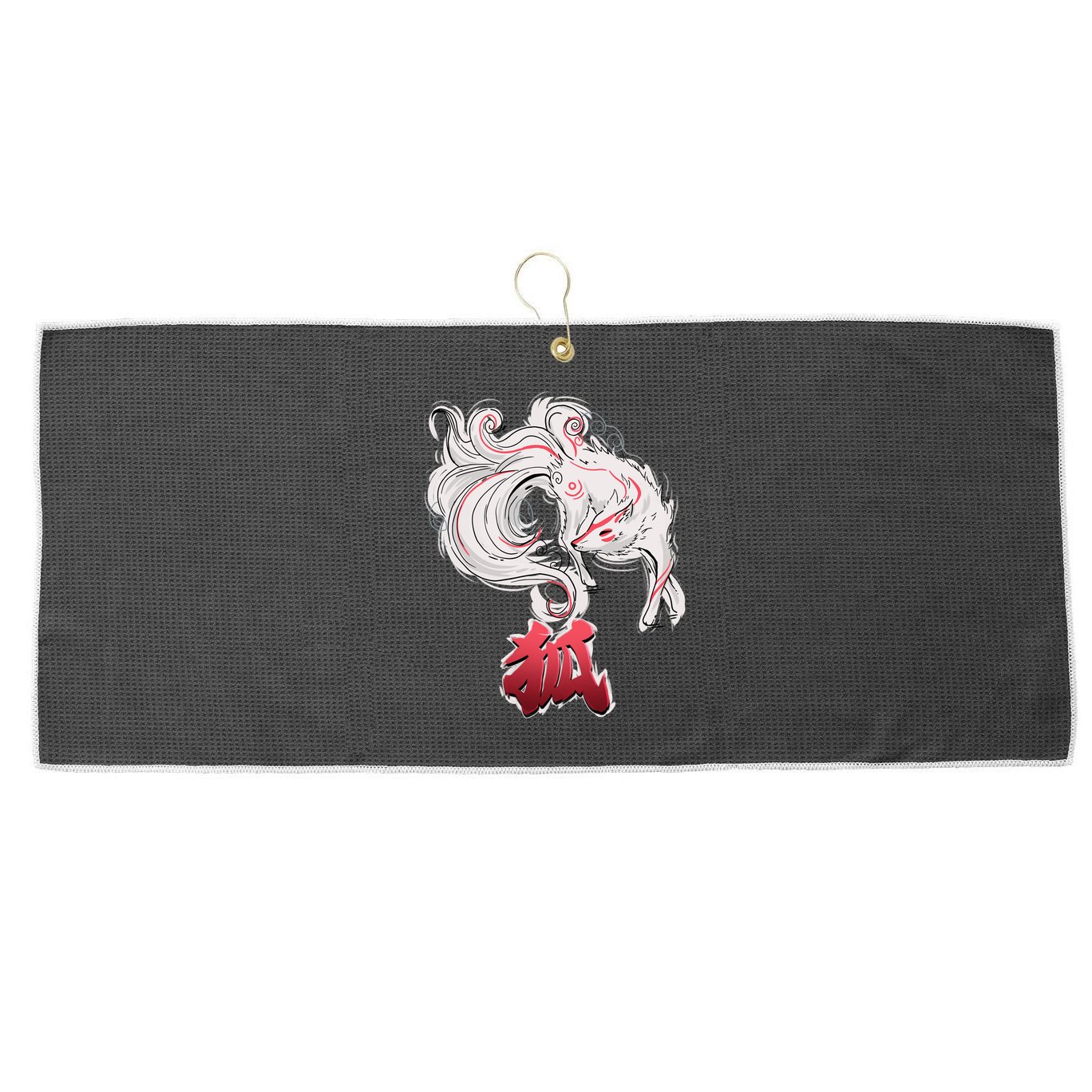 Japanese Kitsune Fox Brush Art Large Microfiber Waffle Golf Towel