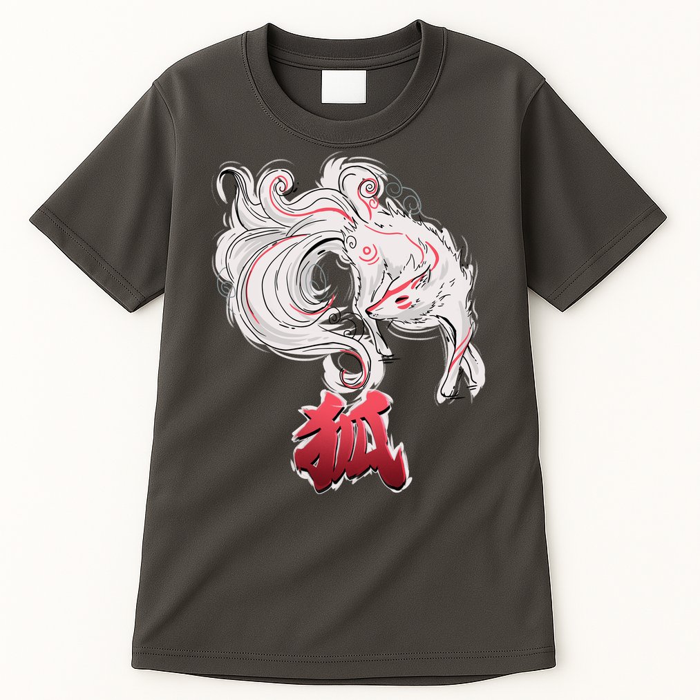 Japanese Kitsune Fox Brush Art Tall T-Shirt