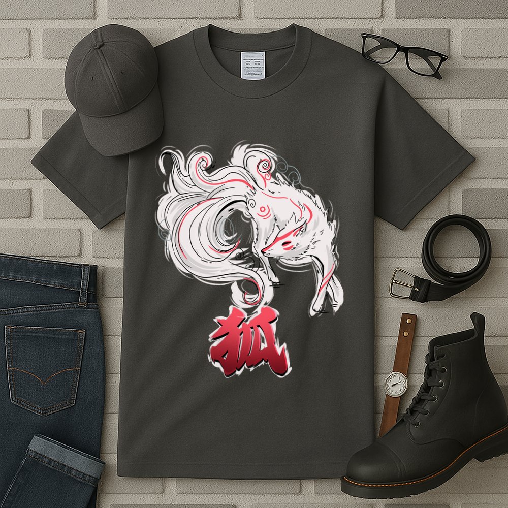 Japanese Kitsune Fox Brush Art Tall T-Shirt