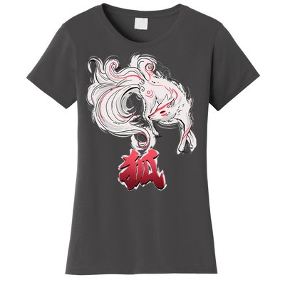 Japanese Kitsune Fox Brush Art Women's T-Shirt