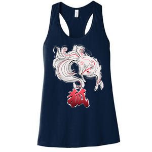 Japanese Kitsune Fox Brush Art Women's Racerback Tank