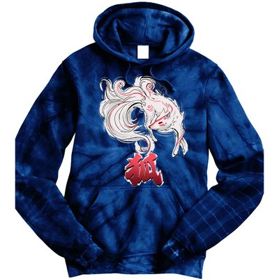 Japanese Kitsune Fox Brush Art Tie Dye Hoodie