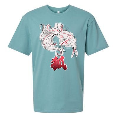 Japanese Kitsune Fox Brush Art Sueded Cloud Jersey T-Shirt