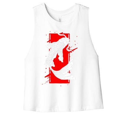 Japan Koi Fish Japanese Tattoo Women's Racerback Cropped Tank