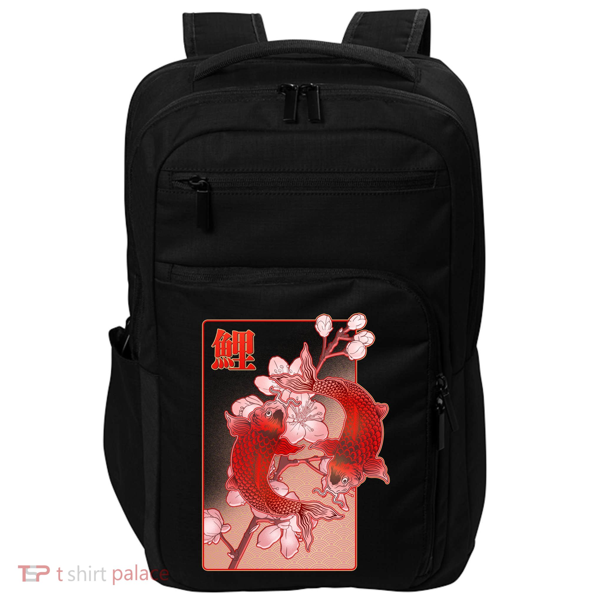 Japanese Koi Fish And Cherry Blossoms Impact Tech Backpack