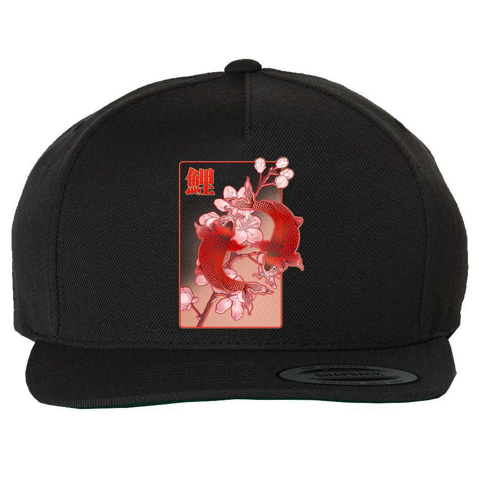 Japanese Koi Fish And Cherry Blossoms Wool Snapback Cap