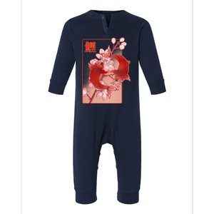 Japanese Koi Fish And Cherry Blossoms Infant Fleece One Piece