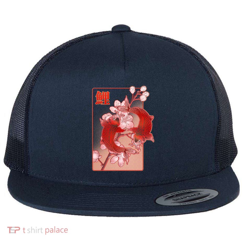 Japanese Koi Fish And Cherry Blossoms Flatbill Hat