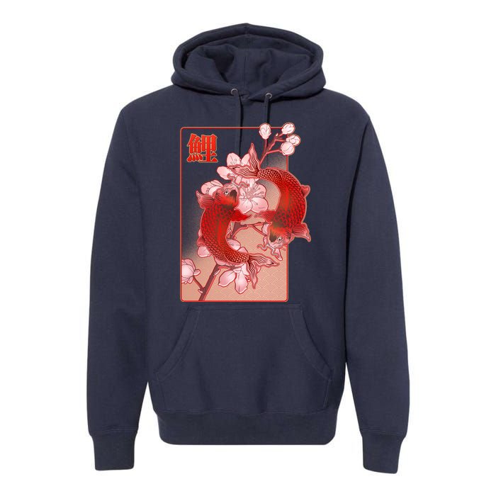 Japanese Koi Fish And Cherry Blossoms Premium Hoodie