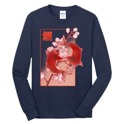 Japanese Koi Fish And Cherry Blossoms Tall Long Sleeve T-Shirt