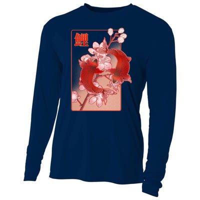 Japanese Koi Fish And Cherry Blossoms Cooling Performance Long Sleeve Crew