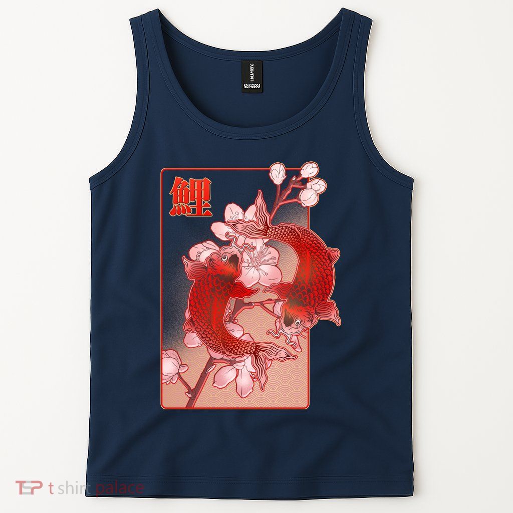 Japanese Koi Fish And Cherry Blossoms Tank Top