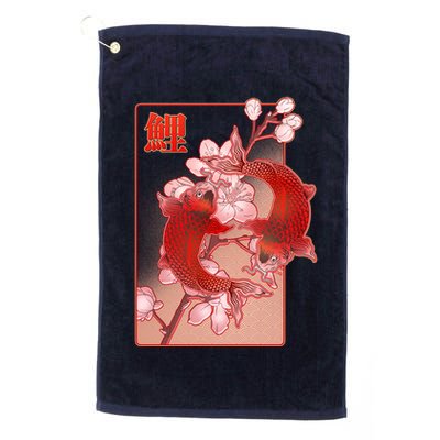 Japanese Koi Fish And Cherry Blossoms Golf Towel