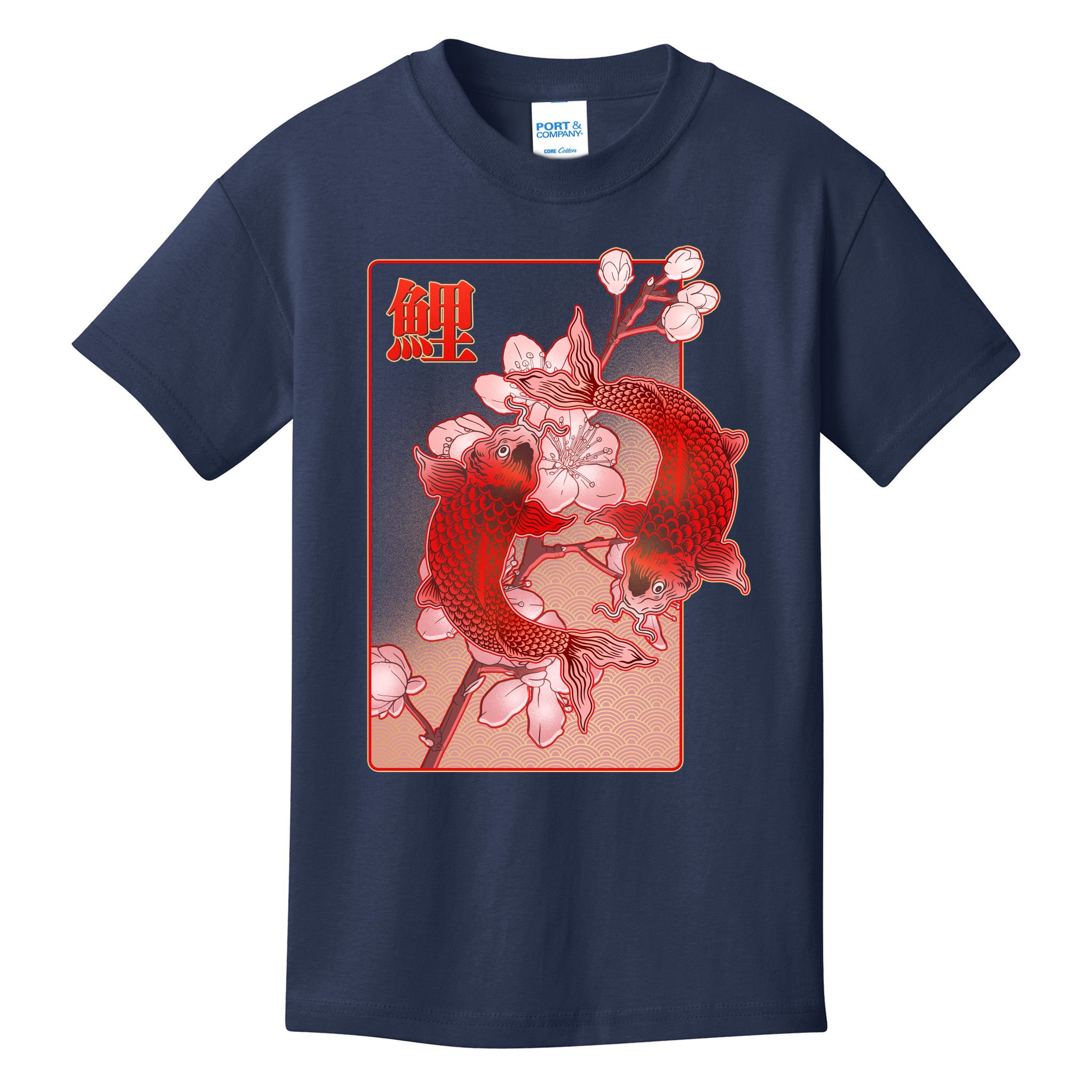 Japanese Koi Fish And Cherry Blossoms Kids T-Shirt