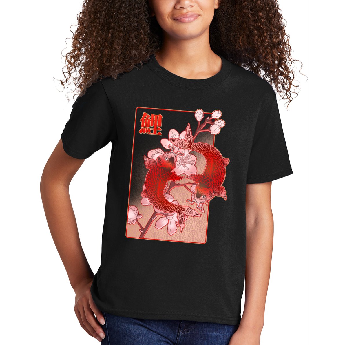 Japanese Koi Fish And Cherry Blossoms Kids T-Shirt