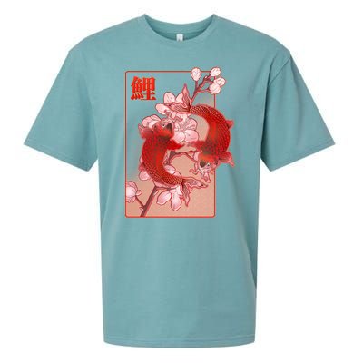 Japanese Koi Fish And Cherry Blossoms Sueded Cloud Jersey T-Shirt