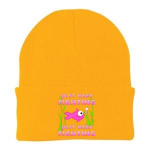 Just Keep Fighting Funny Breast Cancer Knit Cap Winter Beanie