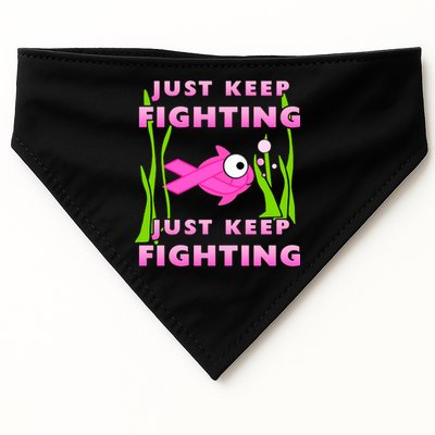 Just Keep Fighting Funny Breast Cancer USA-Made Doggie Bandana