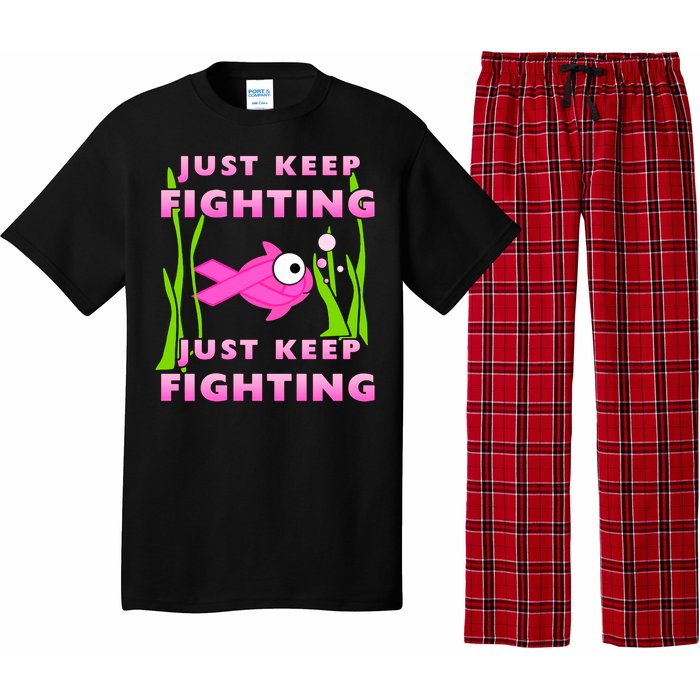 Just Keep Fighting Funny Breast Cancer Pajama Set