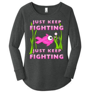 Just Keep Fighting Funny Breast Cancer Women's Perfect Tri Tunic Long Sleeve Shirt