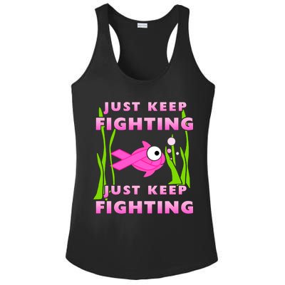 Just Keep Fighting Funny Breast Cancer Ladies PosiCharge Competitor Racerback Tank