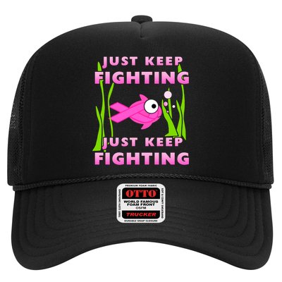 Just Keep Fighting Funny Breast Cancer Trucker Hat