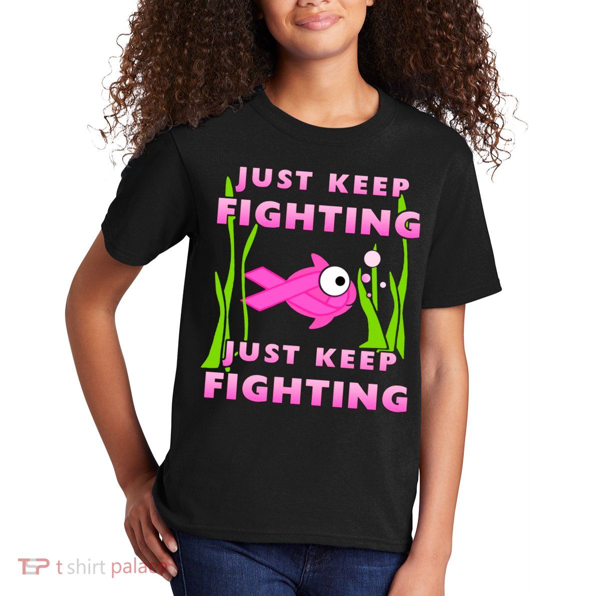Just Keep Fighting Funny Breast Cancer Kids T-Shirt