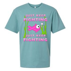 Just Keep Fighting Funny Breast Cancer Sueded Cloud Jersey T-Shirt