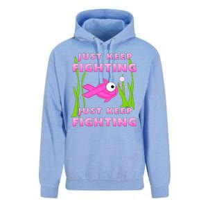 Just Keep Fighting Funny Breast Cancer Unisex Surf Hoodie