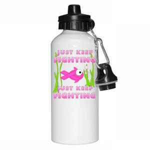 Just Keep Fighting Funny Breast Cancer Aluminum Water Bottle