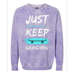 Just Keep Grinding Summer Skateboard design Rip Up Pavement Colorblast Crewneck Sweatshirt