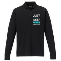 Just Keep Grinding Summer Skateboard design Rip Up Pavement Performance Long Sleeve Polo