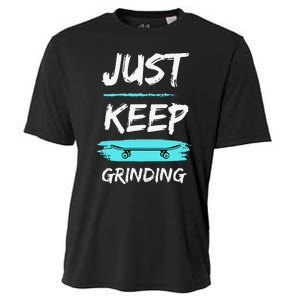 Just Keep Grinding Summer Skateboard design Rip Up Pavement Cooling Performance Crew T-Shirt